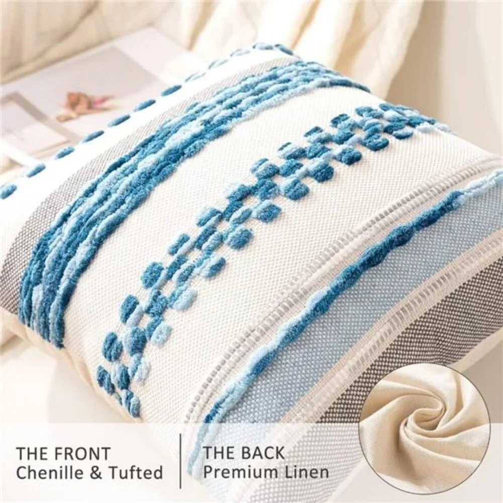Boho Throw Pillow Covers 18x18 Set of 2 Farmhouse Decorative Cushion Case